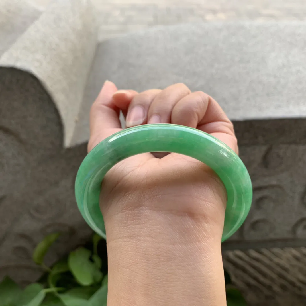 圈口 56.6-11.1【满绿圆条手镯】圆条56 57可戴