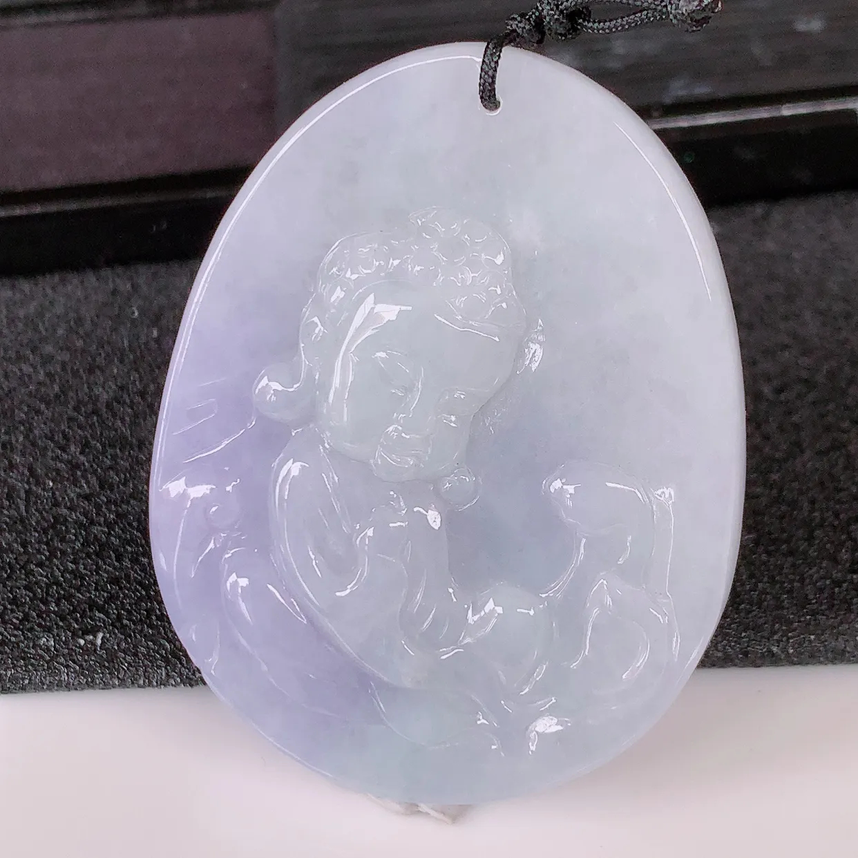 自然光实拍，冰润紫罗兰翡翠保平安宝宝佛吊坠，玉质莹润，佩戴佳品，#41.13