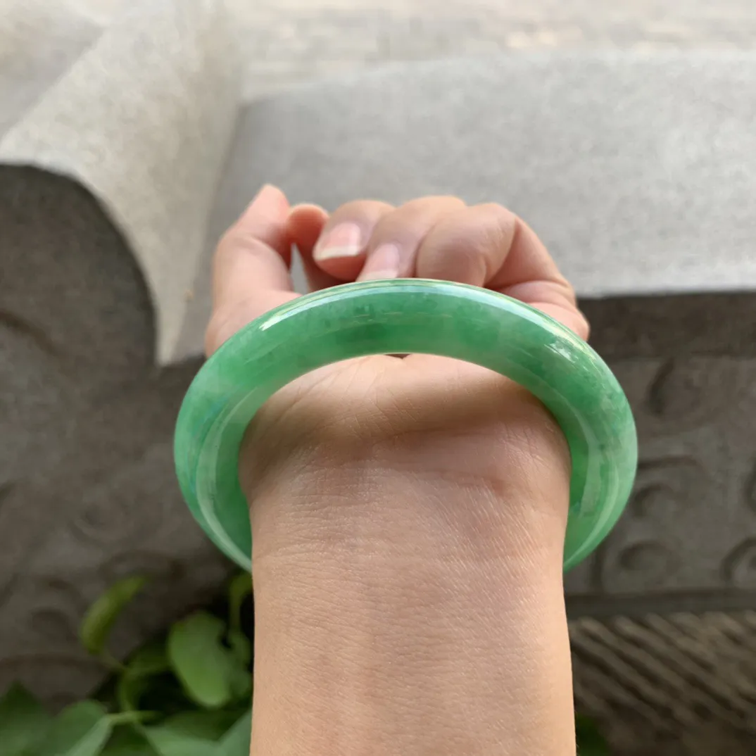 圈口 56.6-11.1【满绿圆条手镯】圆条56 57可戴