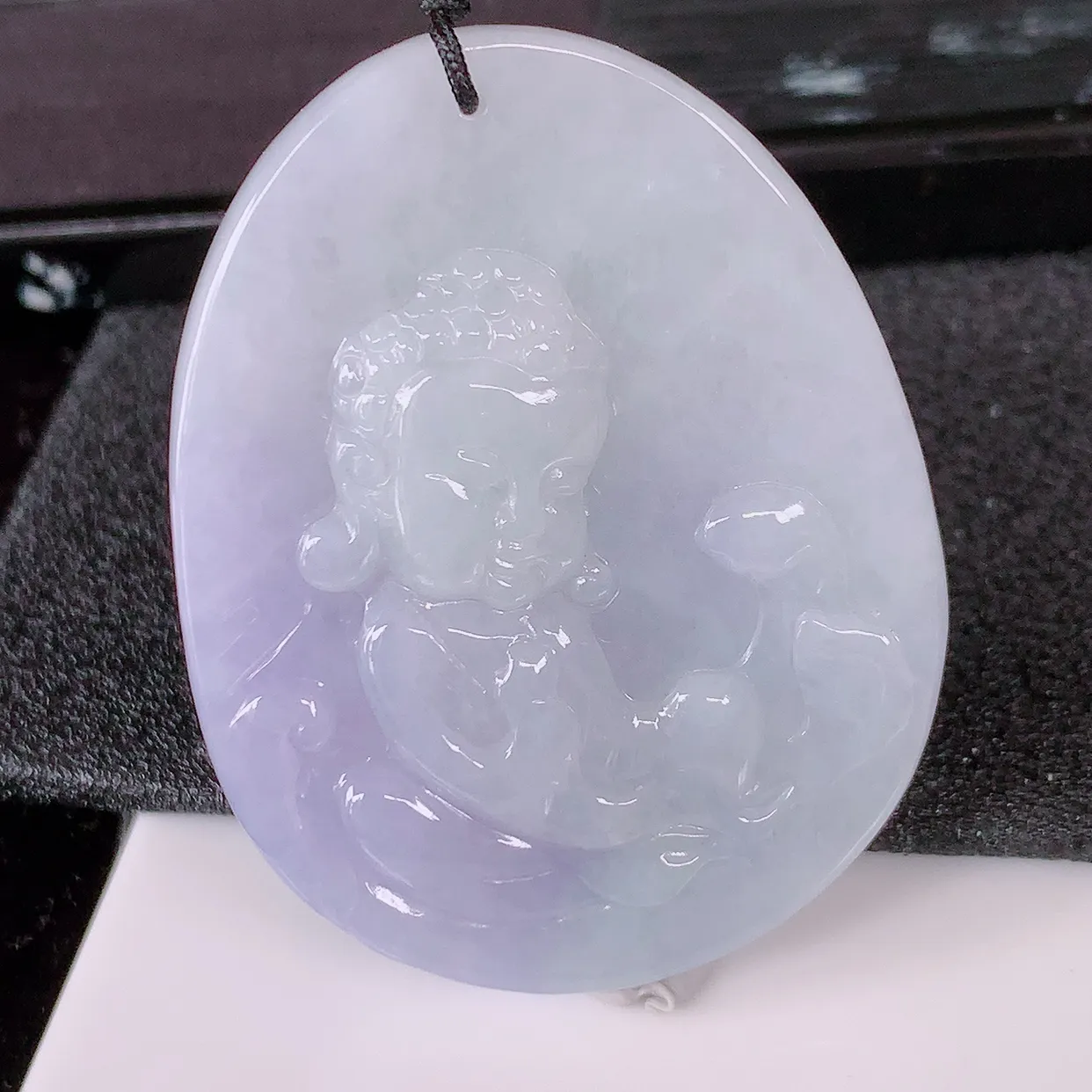 自然光实拍，冰润紫罗兰翡翠保平安宝宝佛吊坠，玉质莹润，佩戴佳品，#41.13