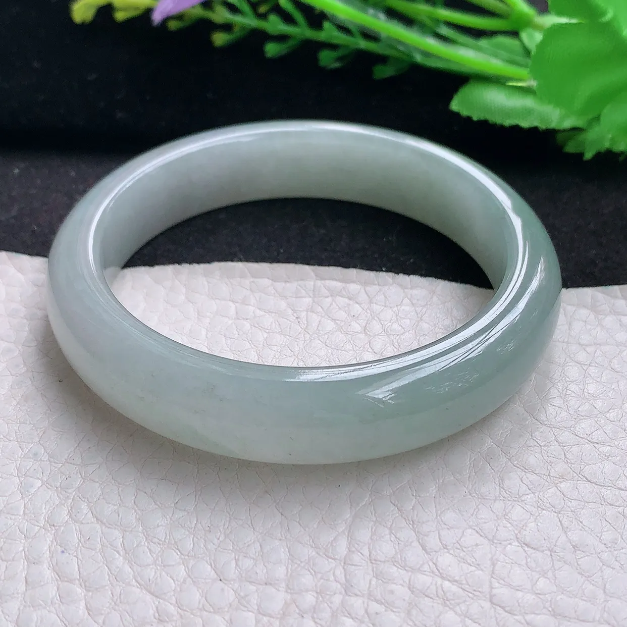 z自然光57.5*13.2*8.2平安镯 翡翠a货玉手镯冰润宽边珠宝玉手环