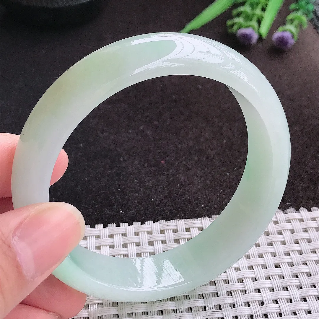 天然A货翡翠59.5/16.2/8老坑冰润水灵冰晴手镯宽边轮胎镯