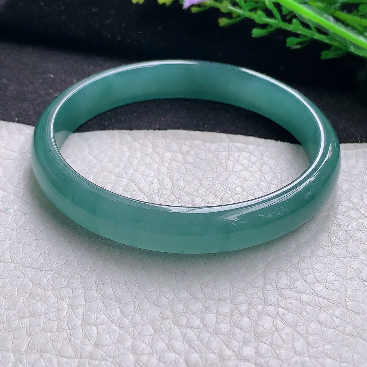 yh大圈口62*11*6平安镯 翡翠a货玉手镯冰蓝宽边珠宝玉手环