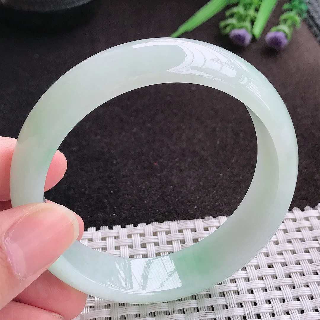 天然A货翡翠59.5/16.2/8老坑冰润水灵冰晴手镯宽边轮胎镯