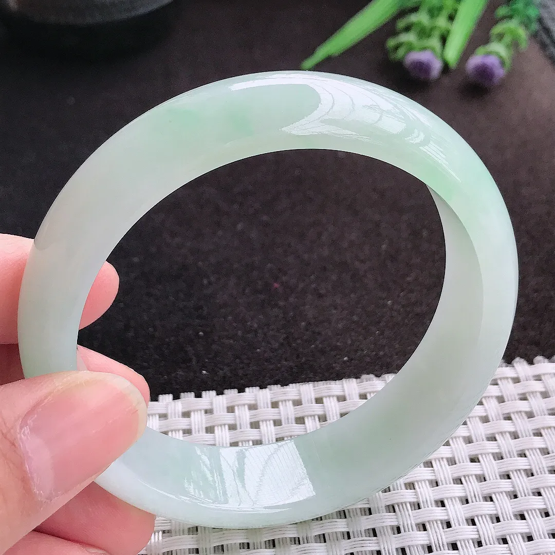 天然A货翡翠59.5/16.2/8老坑冰润水灵冰晴手镯宽边轮胎镯