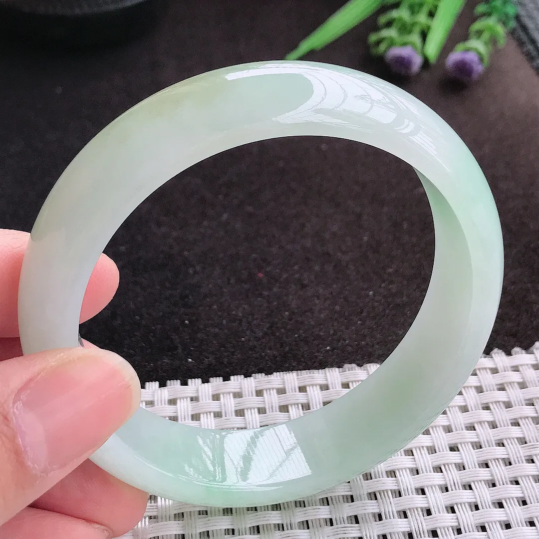 天然A货翡翠59.5/16.2/8老坑冰润水灵冰晴手镯宽边轮胎镯