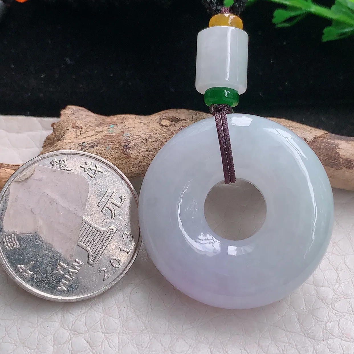 zen自然光32*9.5天然缅甸翡翠冰紫甜甜圈 平安扣玉吊坠 玉挂件