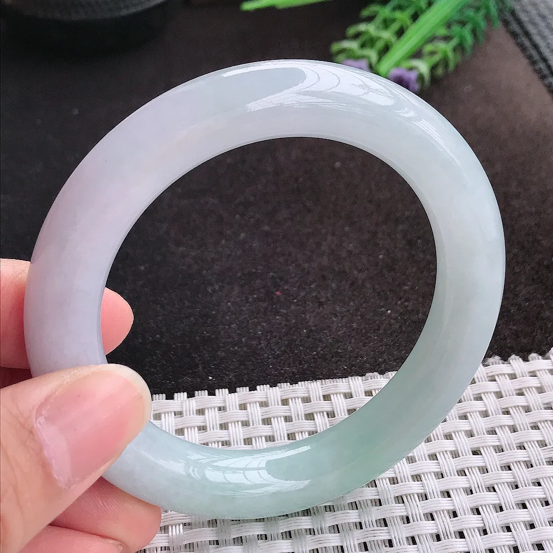 天然A货翡翠56/11.9/11.1老坑秀气温润冰晴圆条手镯玉镯