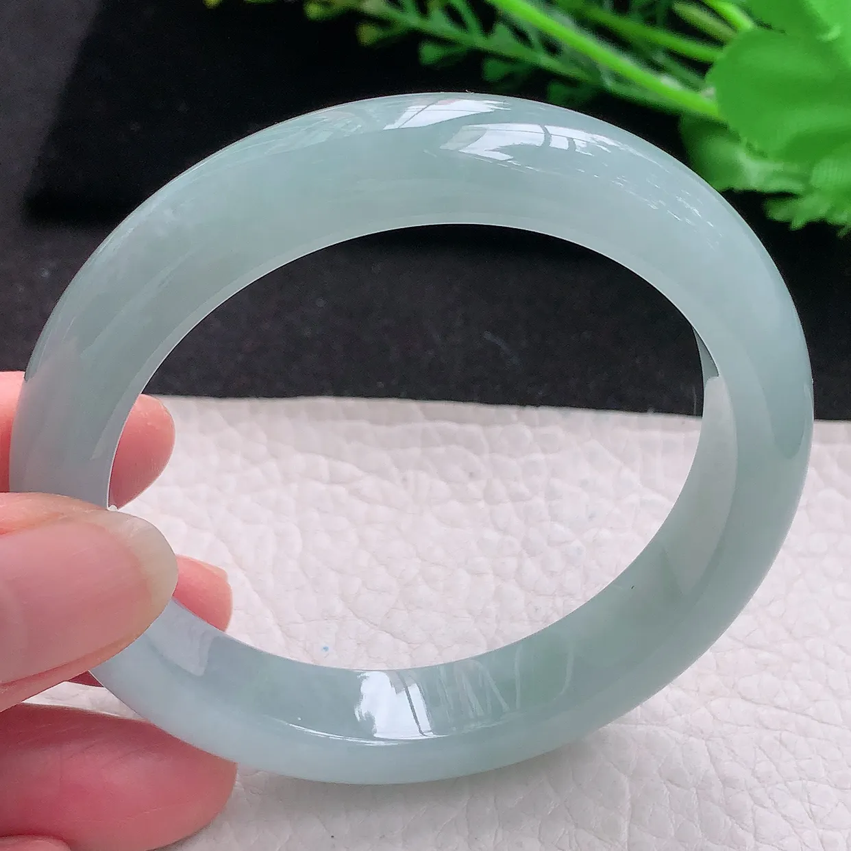 nr自然光58*12.5*8.8平安镯 翡翠a货玉手镯冰蓝宽边珠宝玉手环