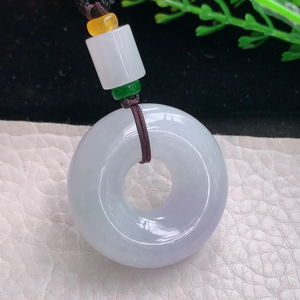 zen自然光32*9.5天然缅甸翡翠冰紫甜甜圈 平安扣玉吊坠 玉挂件