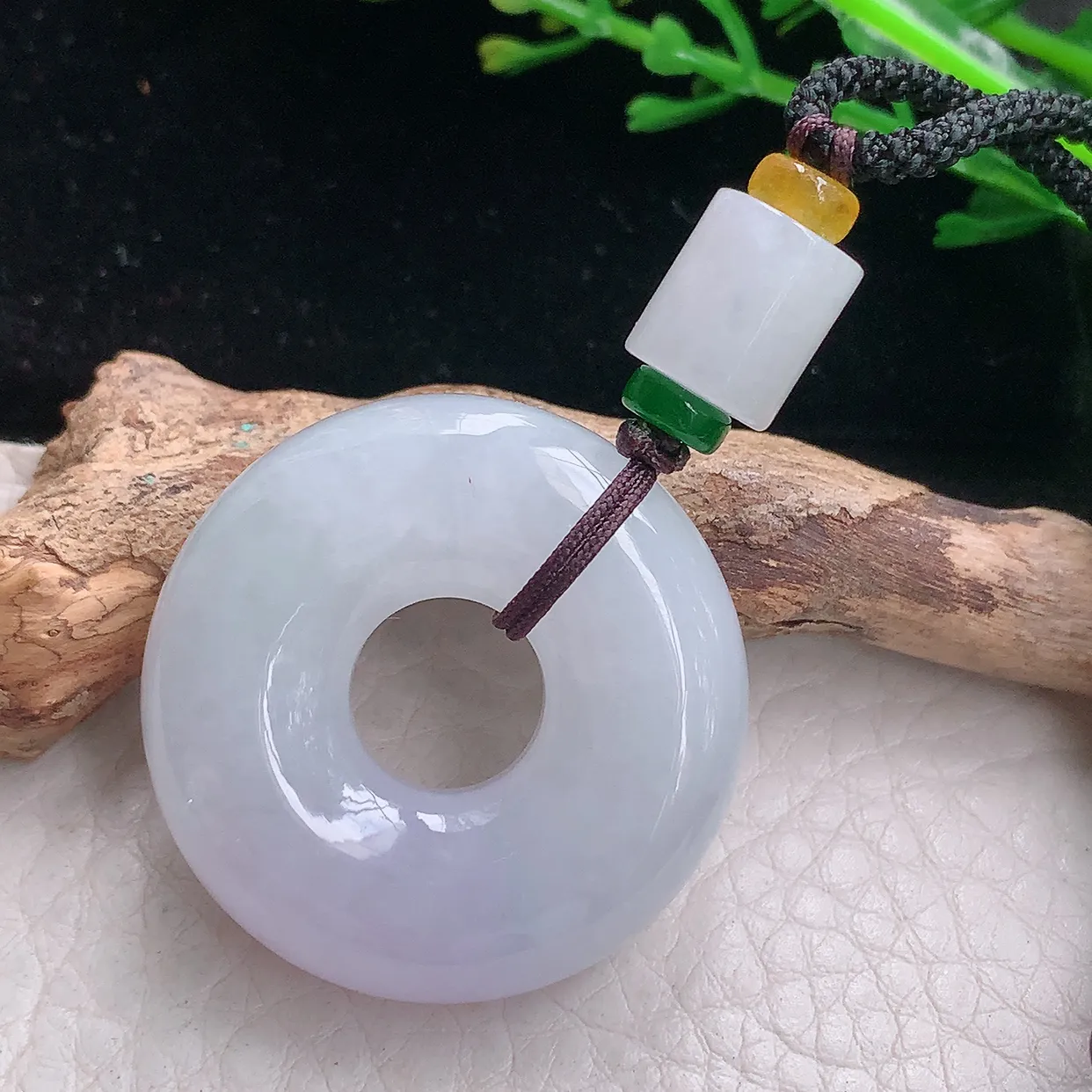 zen自然光32*9.5天然缅甸翡翠冰紫甜甜圈 平安扣玉吊坠 玉挂件