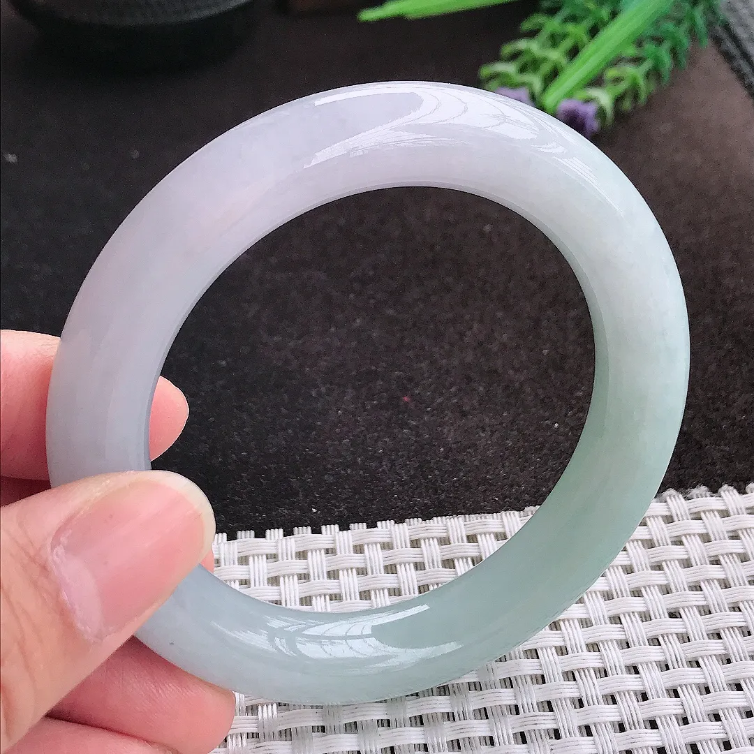 天然A货翡翠56/11.9/11.1老坑秀气温润冰晴圆条手镯玉镯