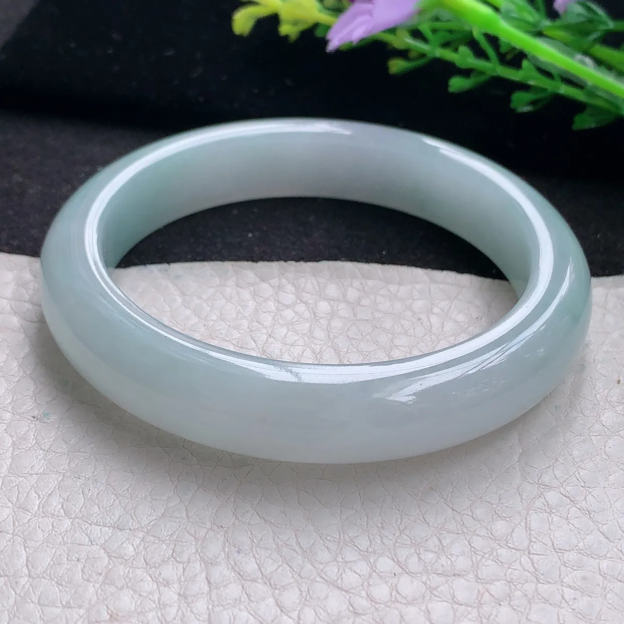 xx自然光58*12.2*8.8平安镯 翡翠a货玉手镯冰胶蓝韵宽边珠宝玉手环