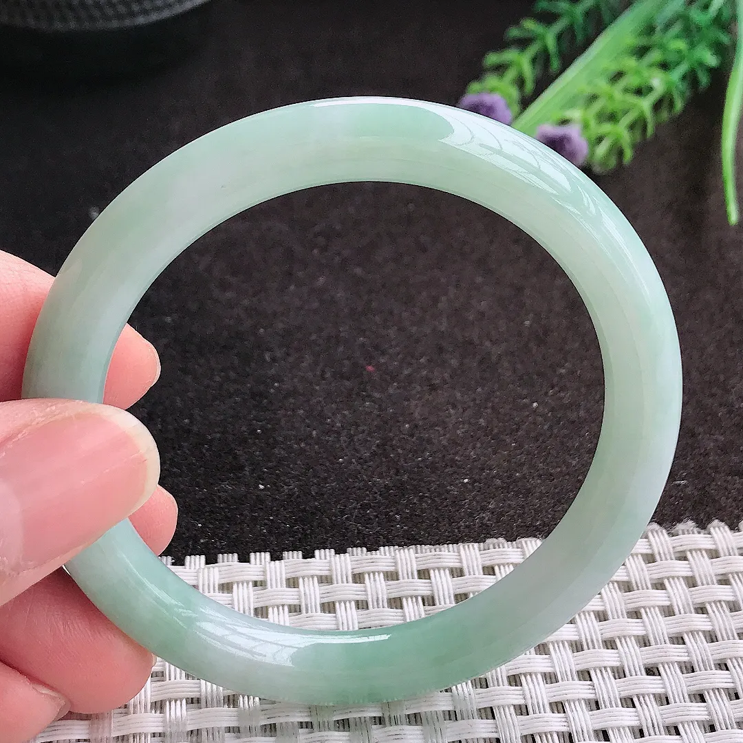 天然A货翡翠53.5/7.9/8.3老坑冰润水灵冰晴圆条手镯玉镯