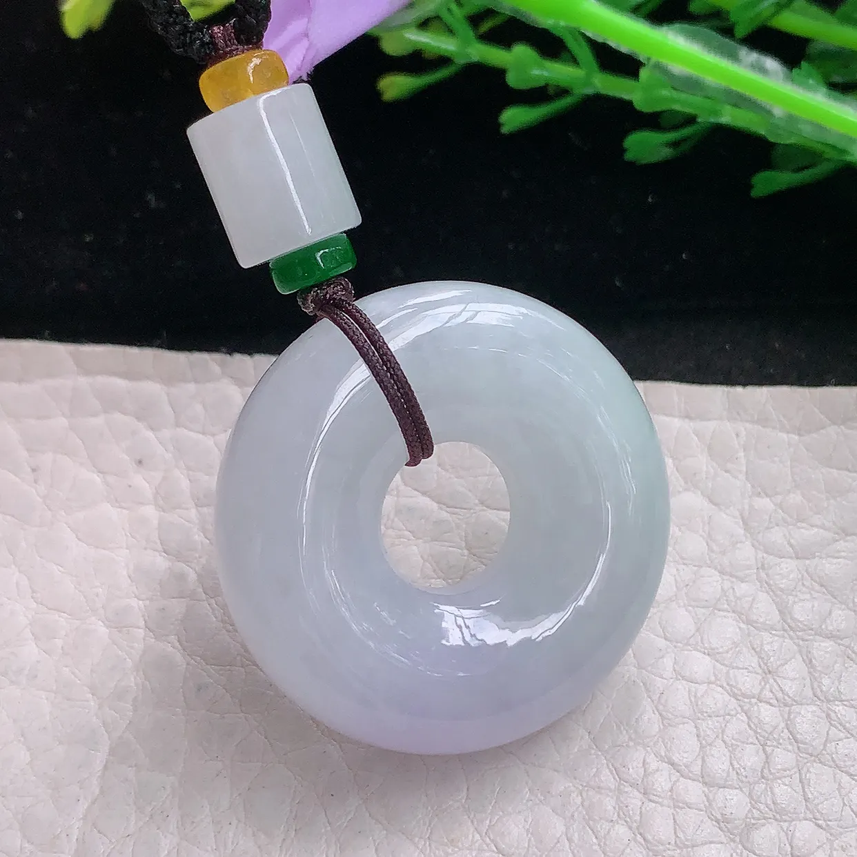 zen自然光32*9.5天然缅甸翡翠冰紫甜甜圈 平安扣玉吊坠 玉挂件