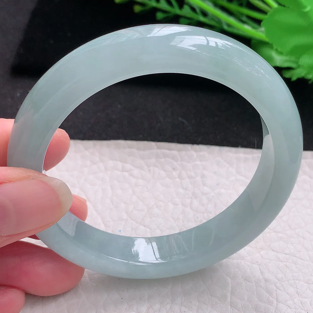 nr自然光58*12.5*8.8平安镯 翡翠a货玉手镯冰蓝宽边珠宝玉手环