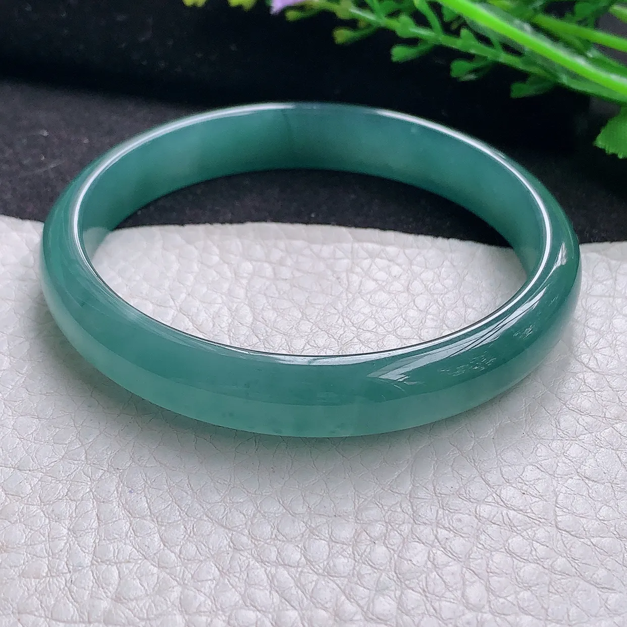 yh大圈口62*11*6平安镯 翡翠a货玉手镯冰蓝宽边珠宝玉手环