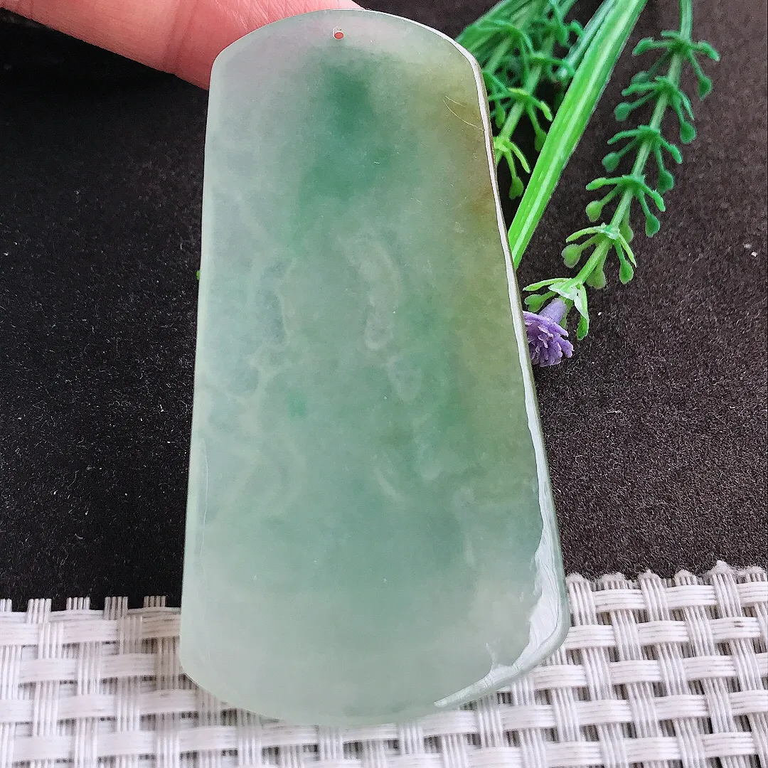 天然A货翡翠75/41/5老坑冰润起胶冰晴绿文殊菩萨吊坠翡翠挂件