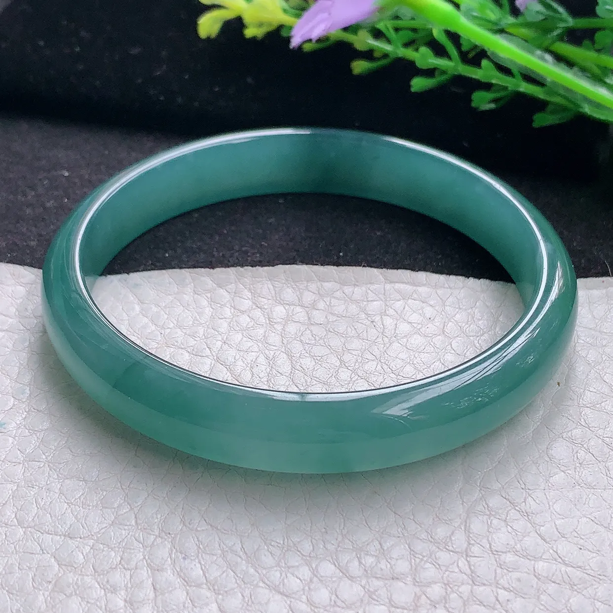 yh大圈口62*11*6平安镯 翡翠a货玉手镯冰蓝宽边珠宝玉手环