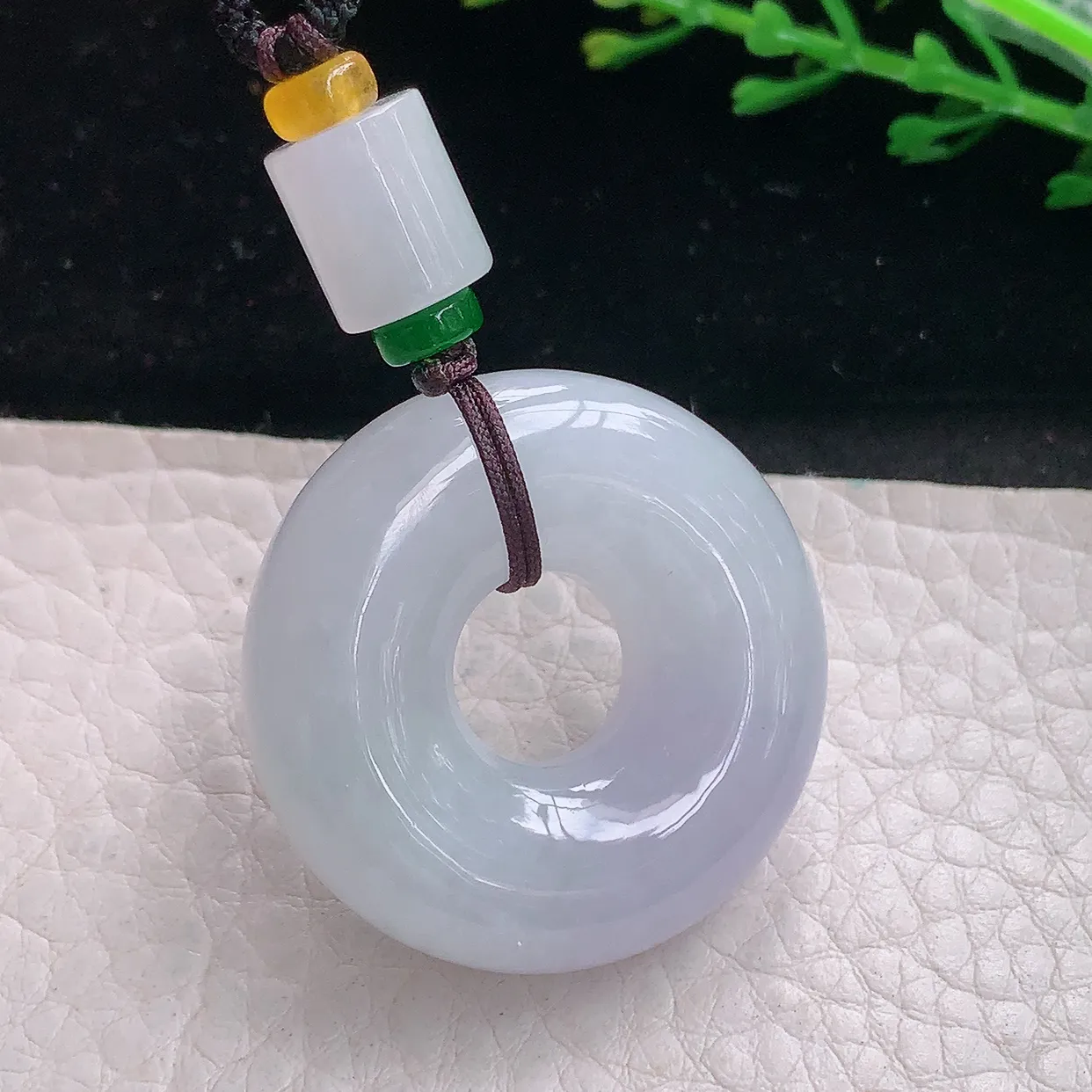 zen自然光32*9.5天然缅甸翡翠冰紫甜甜圈 平安扣玉吊坠 玉挂件