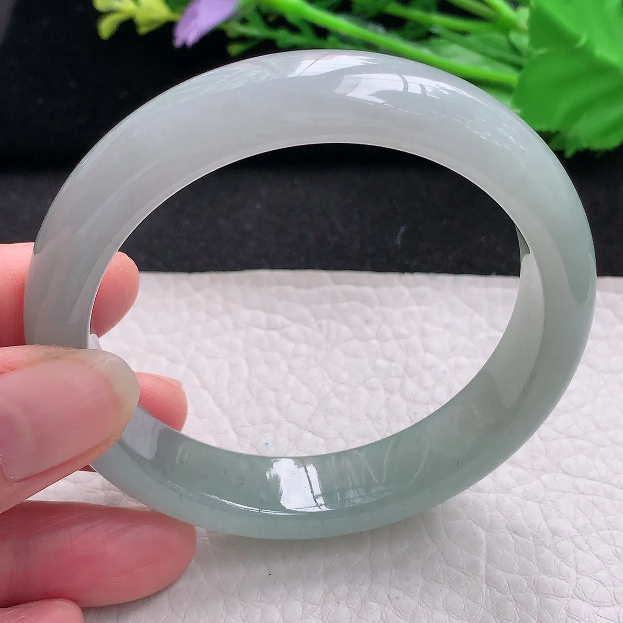 z自然光57.5*13.2*8.2平安镯 翡翠a货玉手镯冰润宽边珠宝玉手环