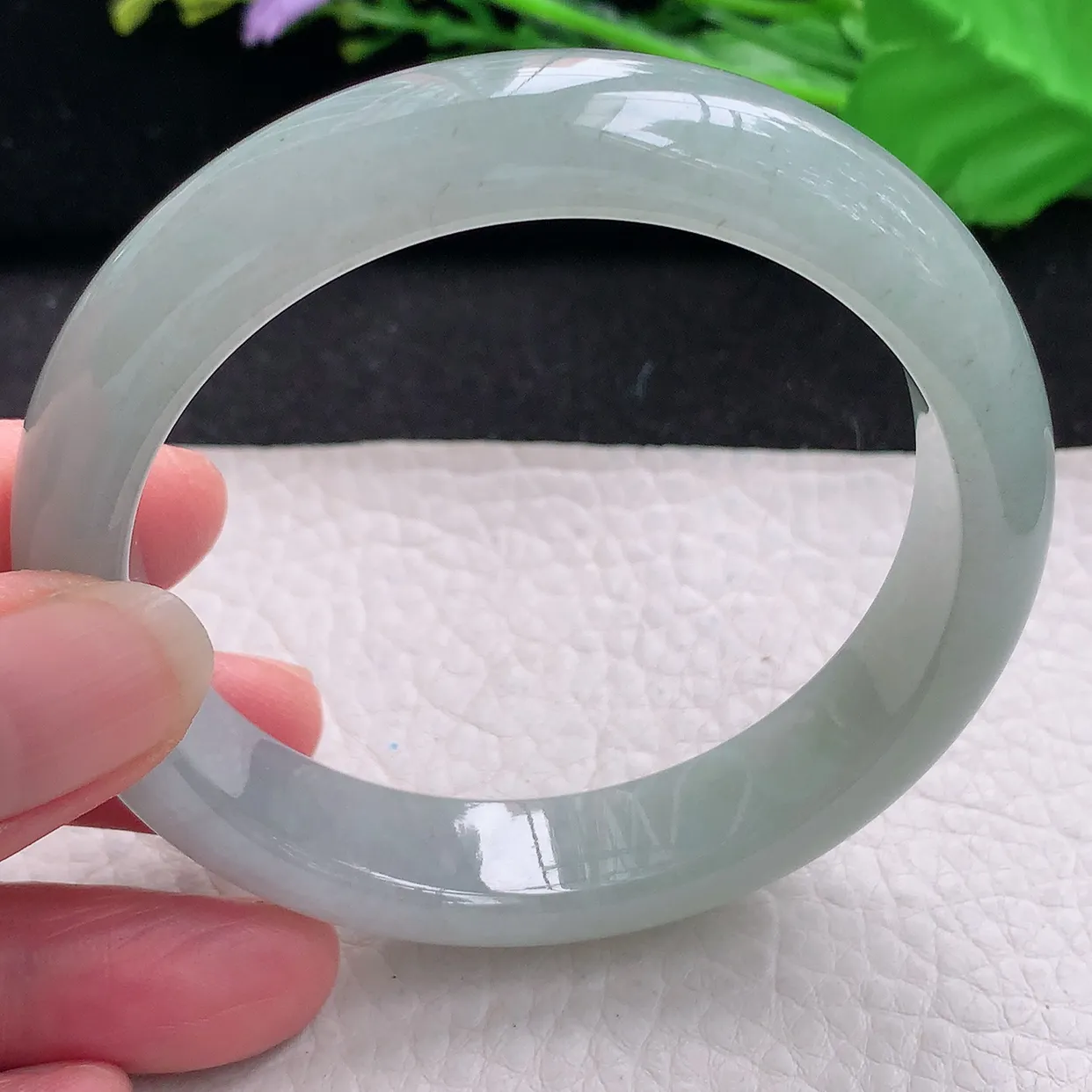 z自然光57.5*13.2*8.2平安镯 翡翠a货玉手镯冰润宽边珠宝玉手环