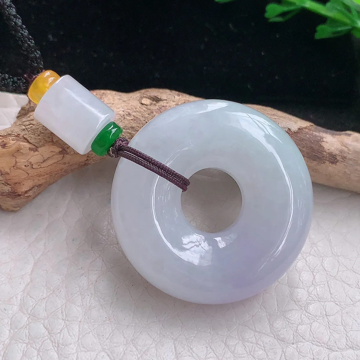 zen自然光32*9.5天然缅甸翡翠冰紫甜甜圈 平安扣玉吊坠 玉挂件