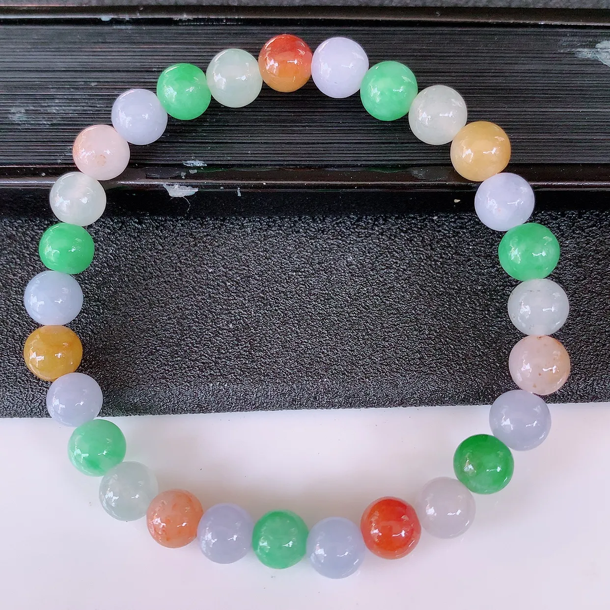 自然光实拍，冰润多宝翡翠手链，多彩翡翠手串，颜色丰富，料子细腻，高档大气，自戴送礼佳品！#46.13