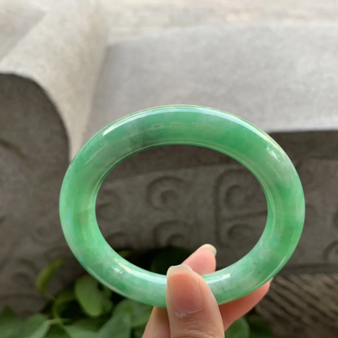 圈口 56.6-11.1【满绿圆条手镯】圆条56 57可戴