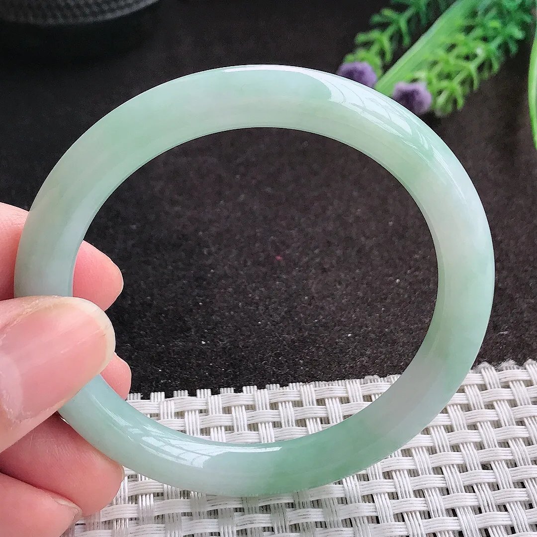 天然A货翡翠53.5/7.9/8.3老坑冰润水灵冰晴圆条手镯玉镯