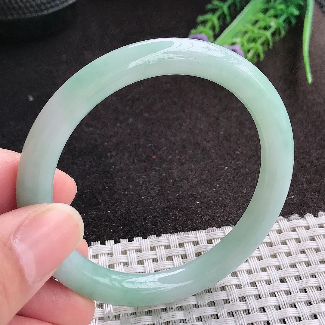 天然A货翡翠53.5/7.9/8.3老坑冰润水灵冰晴圆条手镯玉镯