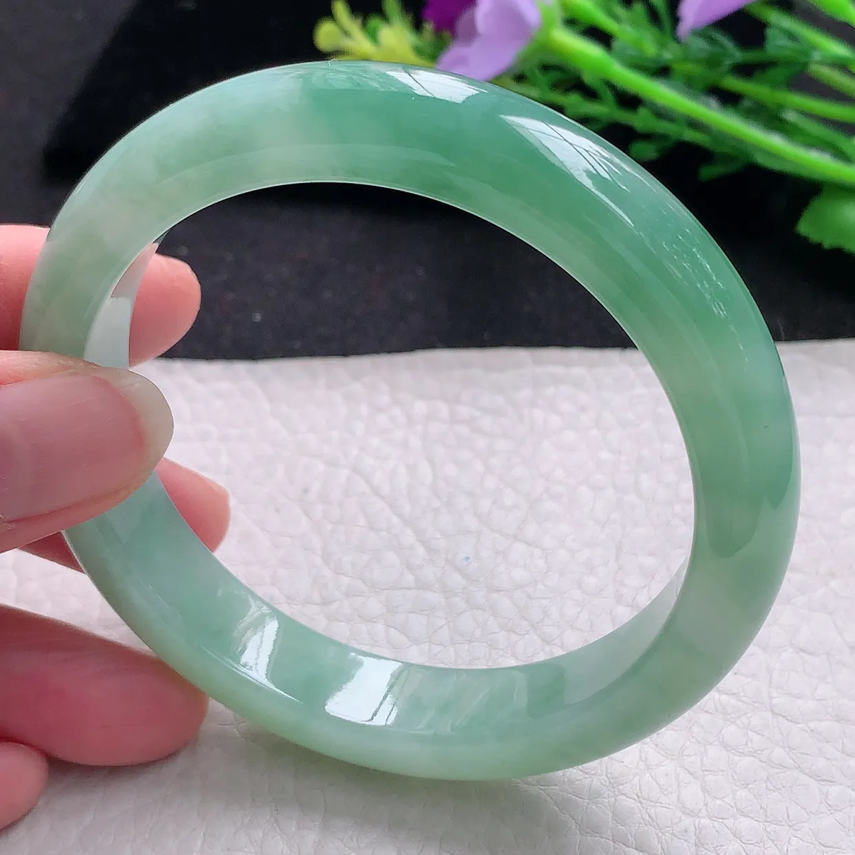 yh大圈口60*12.5*8.8平安镯 翡翠a货玉手镯冰油宽边珠宝玉手环