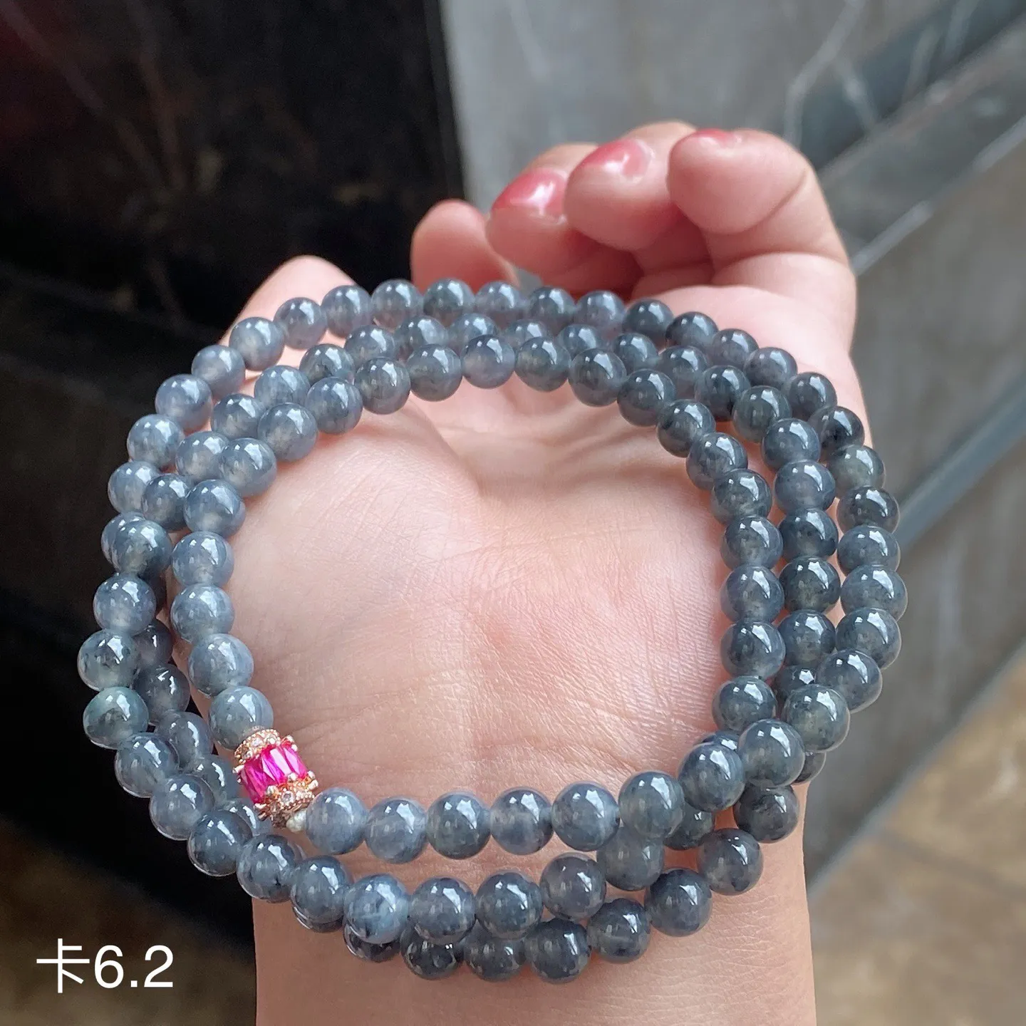 乌鸡种佛珠项链 珠径6.2毫米