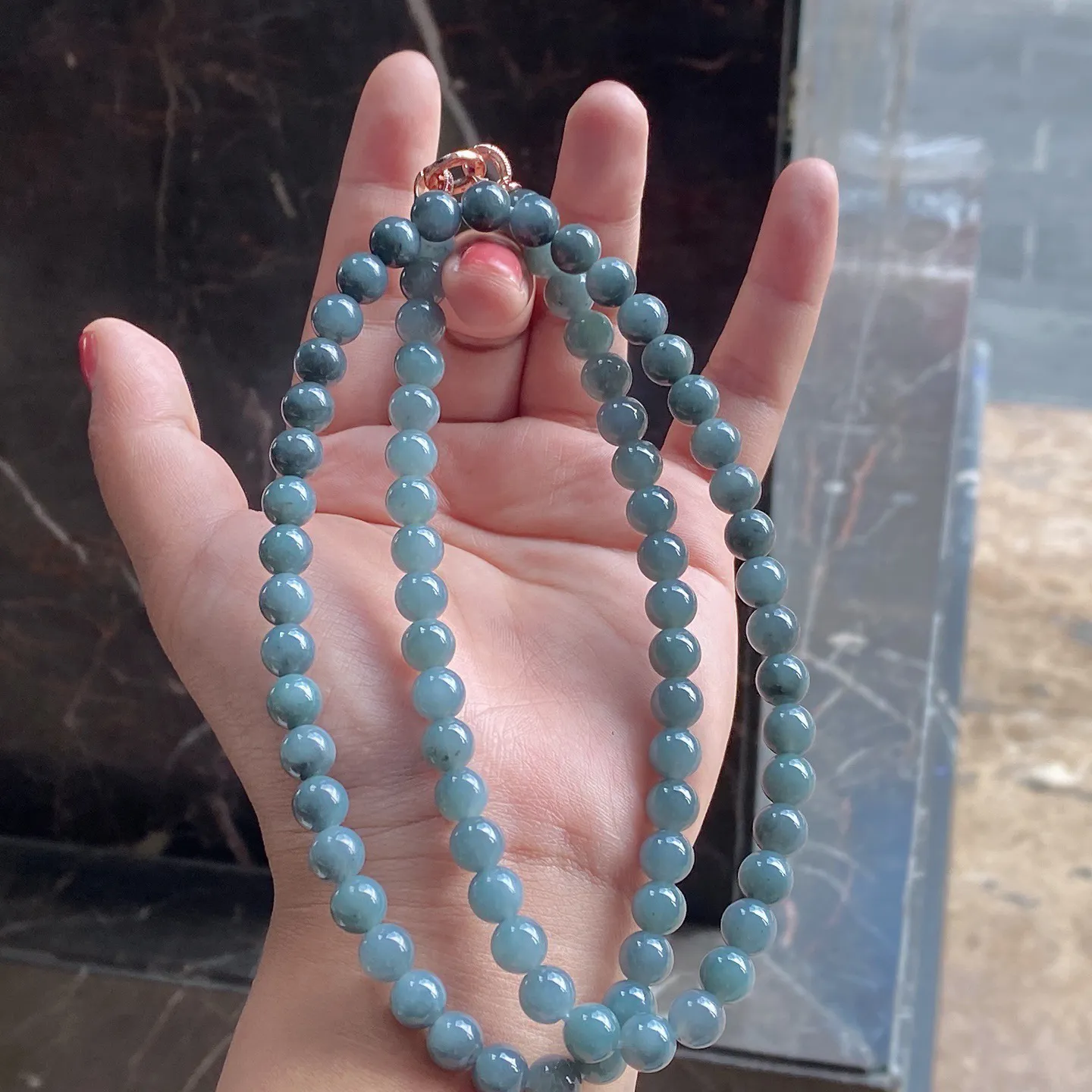 乌鸡种佛珠项链 珠径7.9毫米