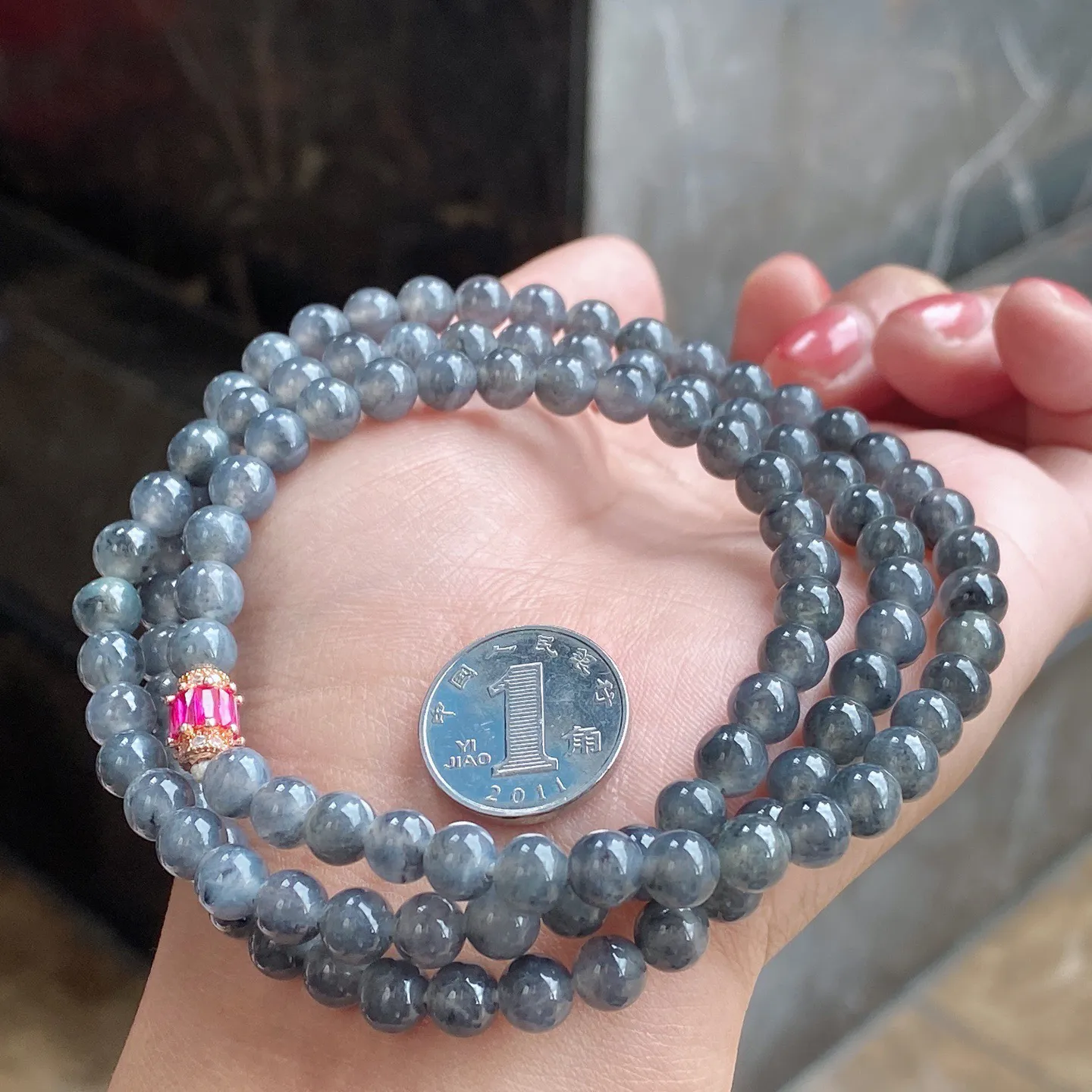 乌鸡种佛珠项链 珠径6.2毫米