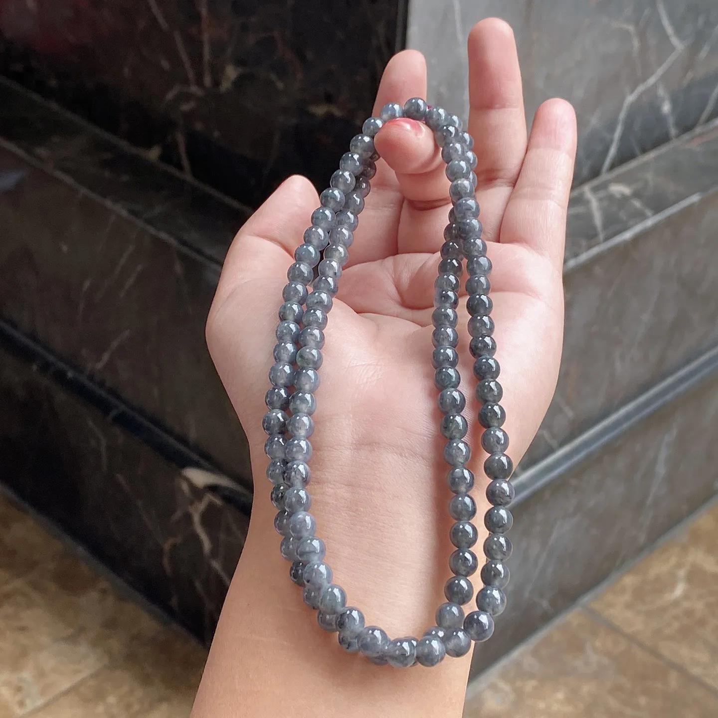 乌鸡种佛珠项链 珠径6.2毫米