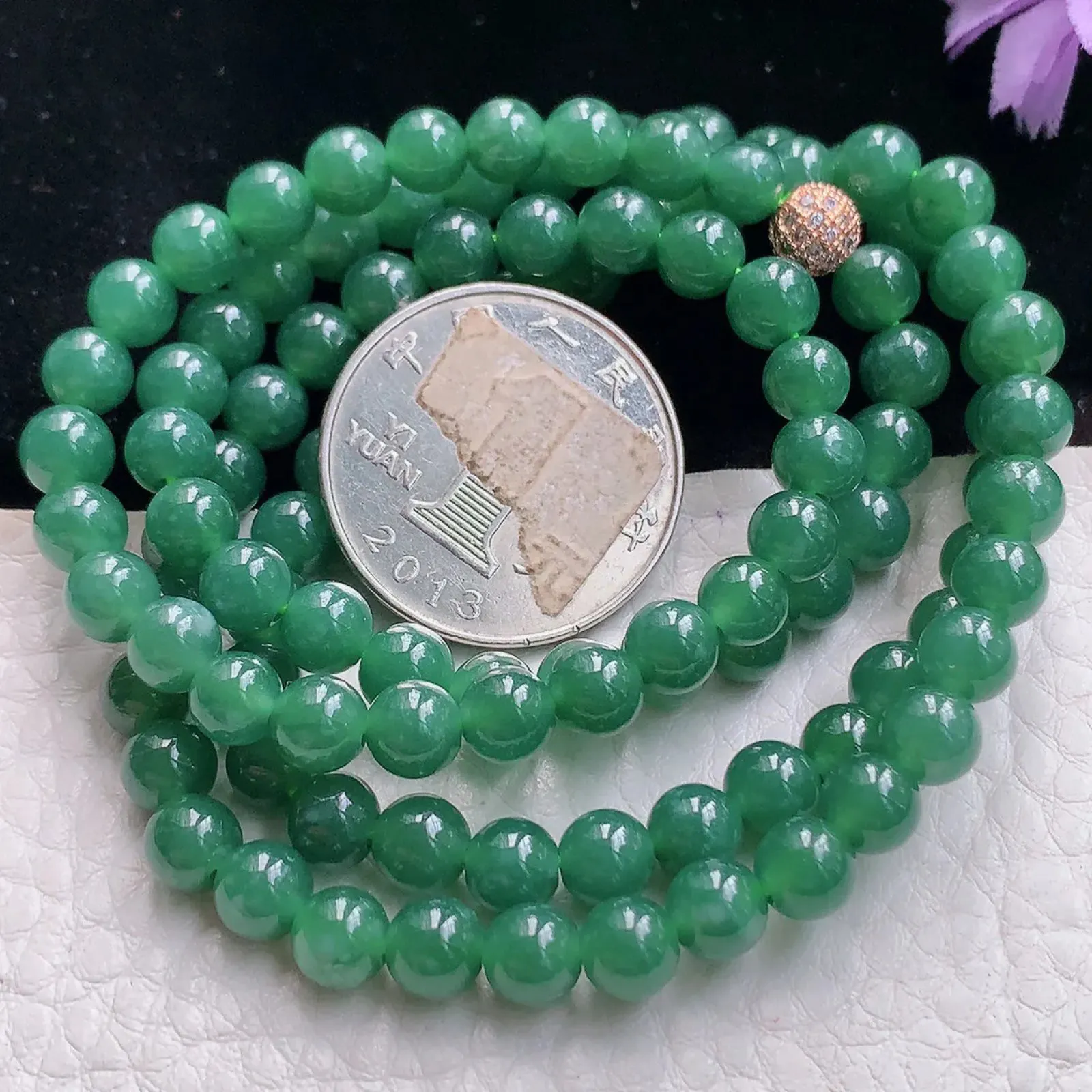 bx实拍 危地马拉料翡翠项链圆珠冰蓝绿6mm圆珠玉珠链 周长约650珠串手串