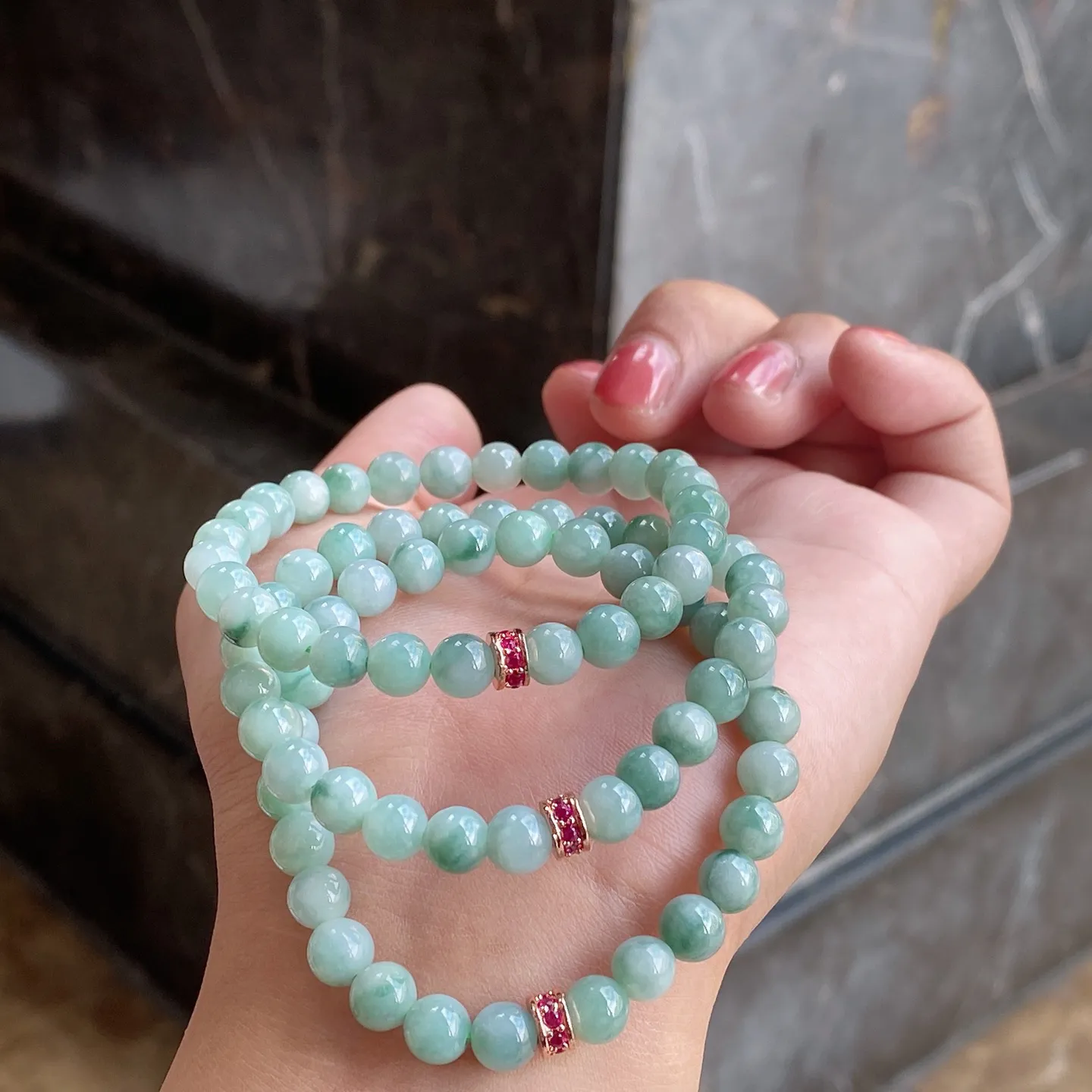 飘花佛珠手串，单件价 珠径6.7毫米