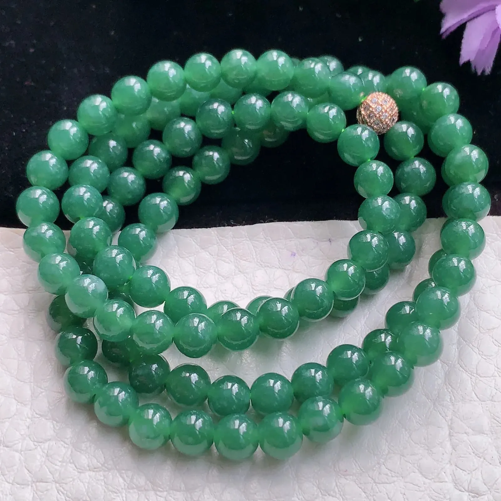 bx实拍 危地马拉料翡翠项链圆珠冰蓝绿6mm圆珠玉珠链 周长约650珠串手串