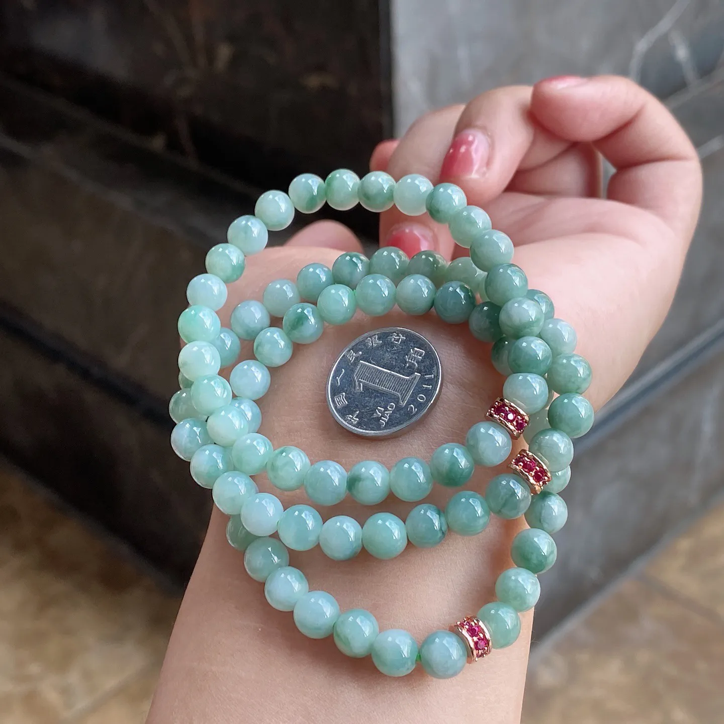 飘花佛珠手串，单件价 珠径6.7毫米