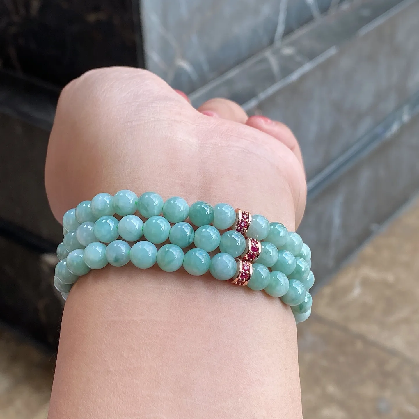 飘花佛珠手串，单件价 珠径6.7毫米