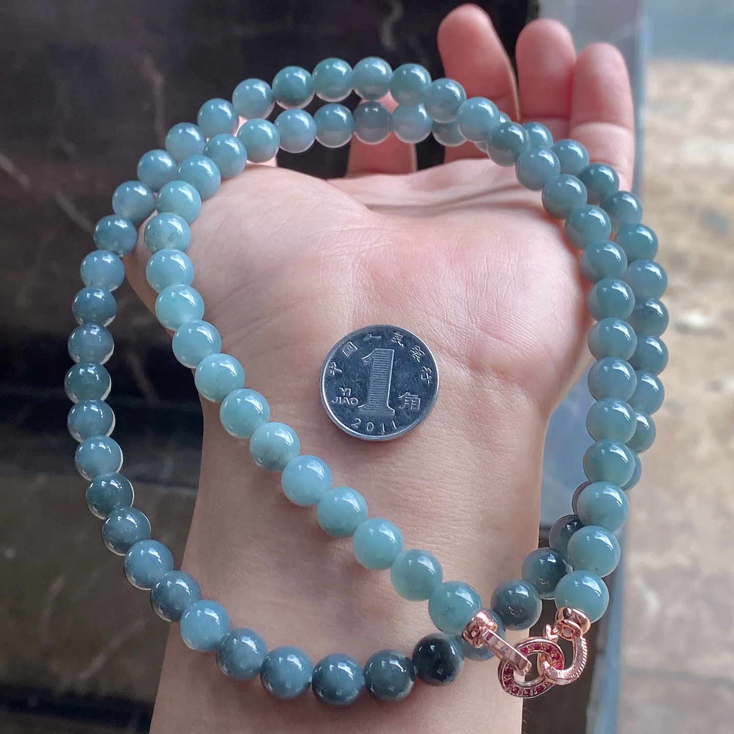 乌鸡种佛珠项链 珠径7.9毫米