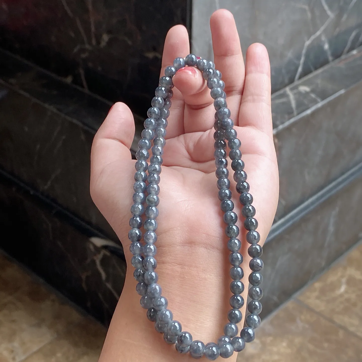 乌鸡种佛珠项链 珠径6.2毫米