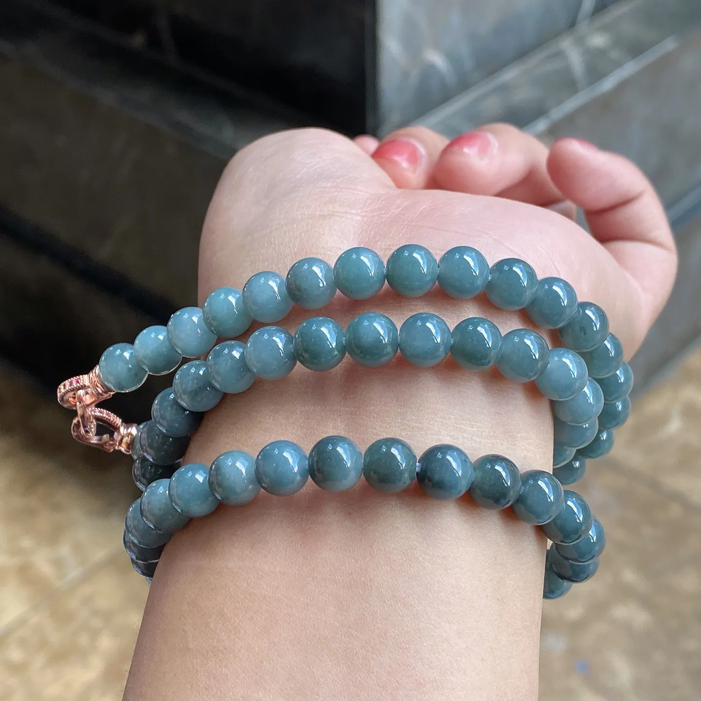 乌鸡种佛珠项链 珠径7.9毫米