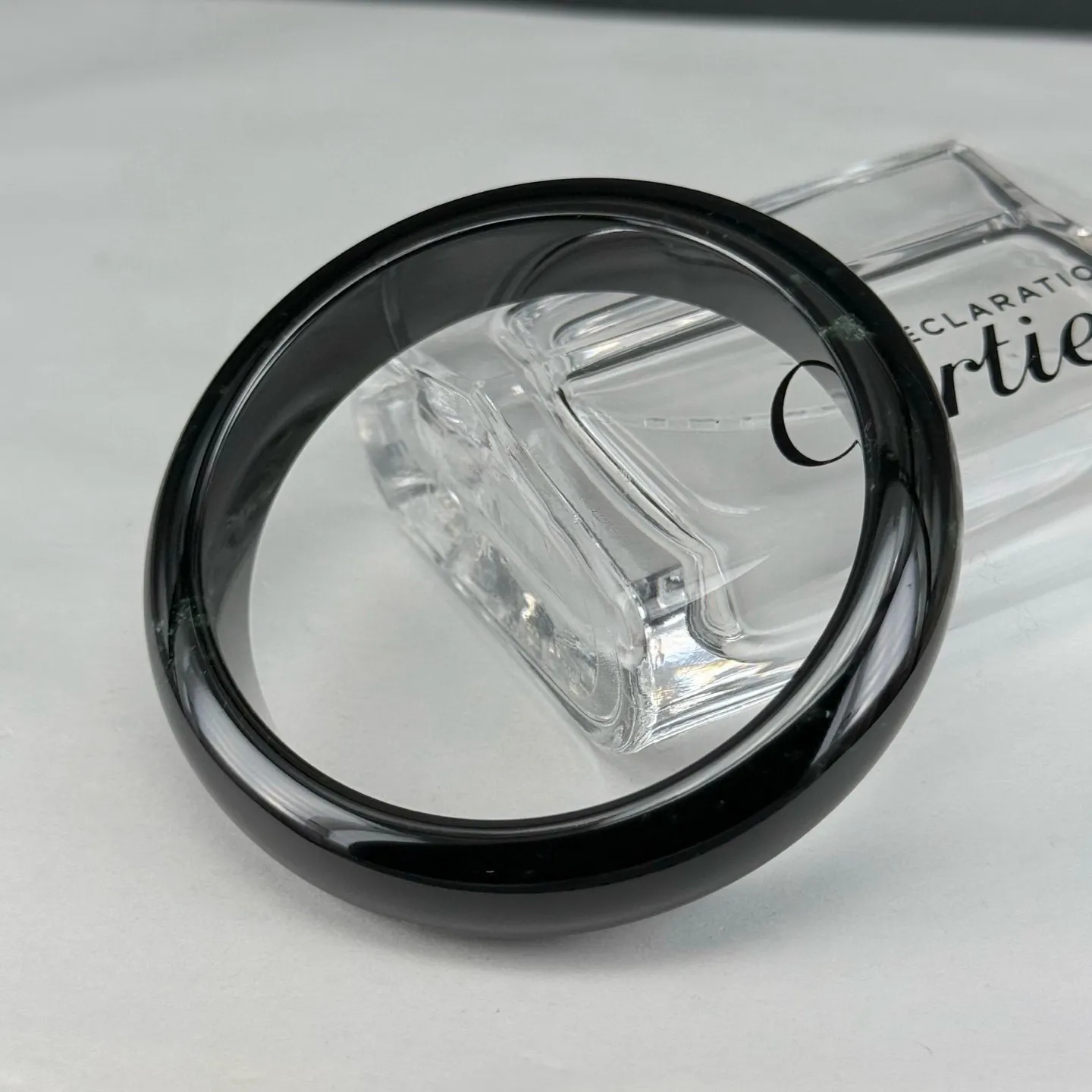 精品墨翠正圈手镯 种好色正 黑度极好 打灯通透 油性十足