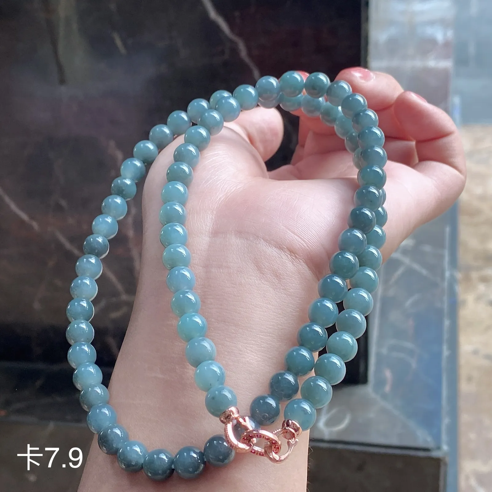 乌鸡种佛珠项链 珠径7.9毫米