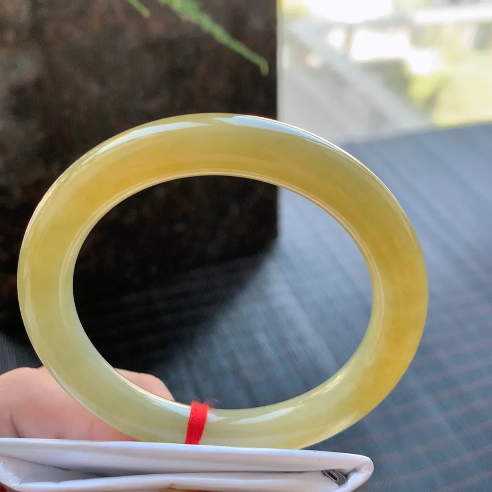 圆条冰黄翡 无瑕 尺寸:54.1/9.3 超值