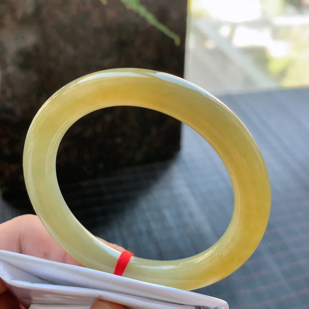 圆条冰黄翡 无瑕 尺寸:54.1/9.3 超值