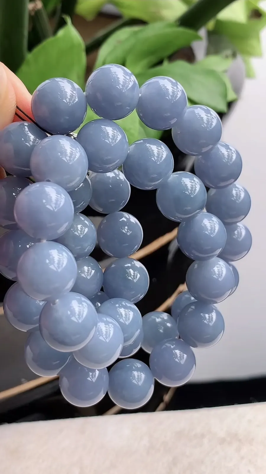 a货翡翠冰种紫罗兰圆珠项链毛衣链38颗 尺寸13.3mm 重量173.23g 1214