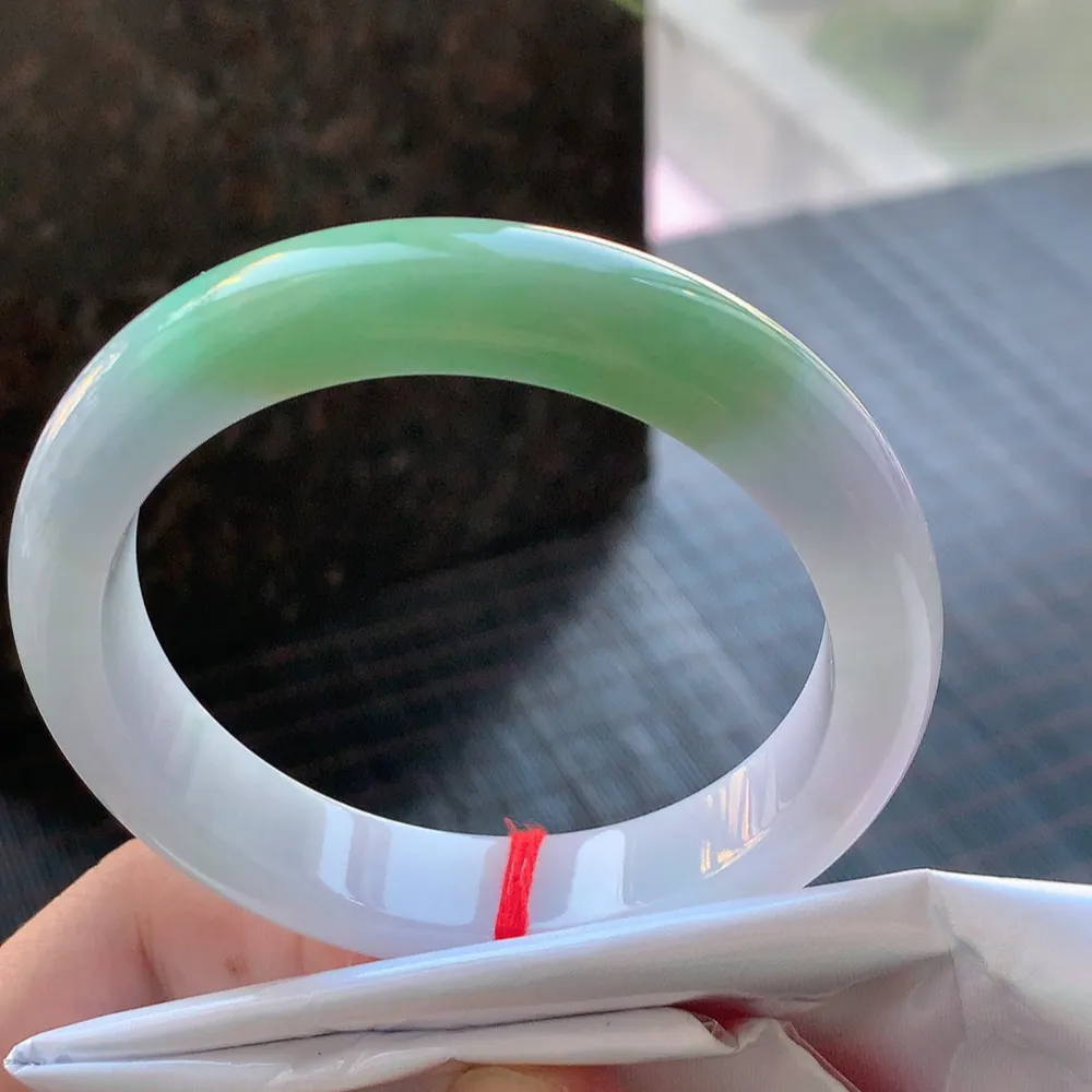 正圈冰糯翠绿 无瑕 尺寸:57.8/12.3/8.6超美